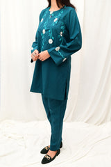 Aqua Green Women CO-ORDS Set Stitched Suit