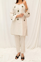 Off White Women CO-ORDS Set Stitched Suit VW06-A