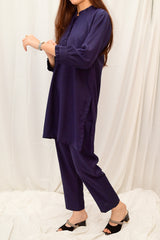 Navy Blue Women CO-ORDS Set Stitched Suit (All Season) VW01-B