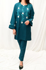 Aqua Green Women CO-ORDS Set Stitched Suit