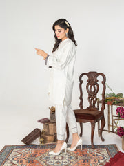 White Geom Women CO-ORDS Set Stitched Suit VW02-B