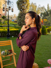 Burgundy Women CO-ORDS Set Stitched Suit (All Season) VW09