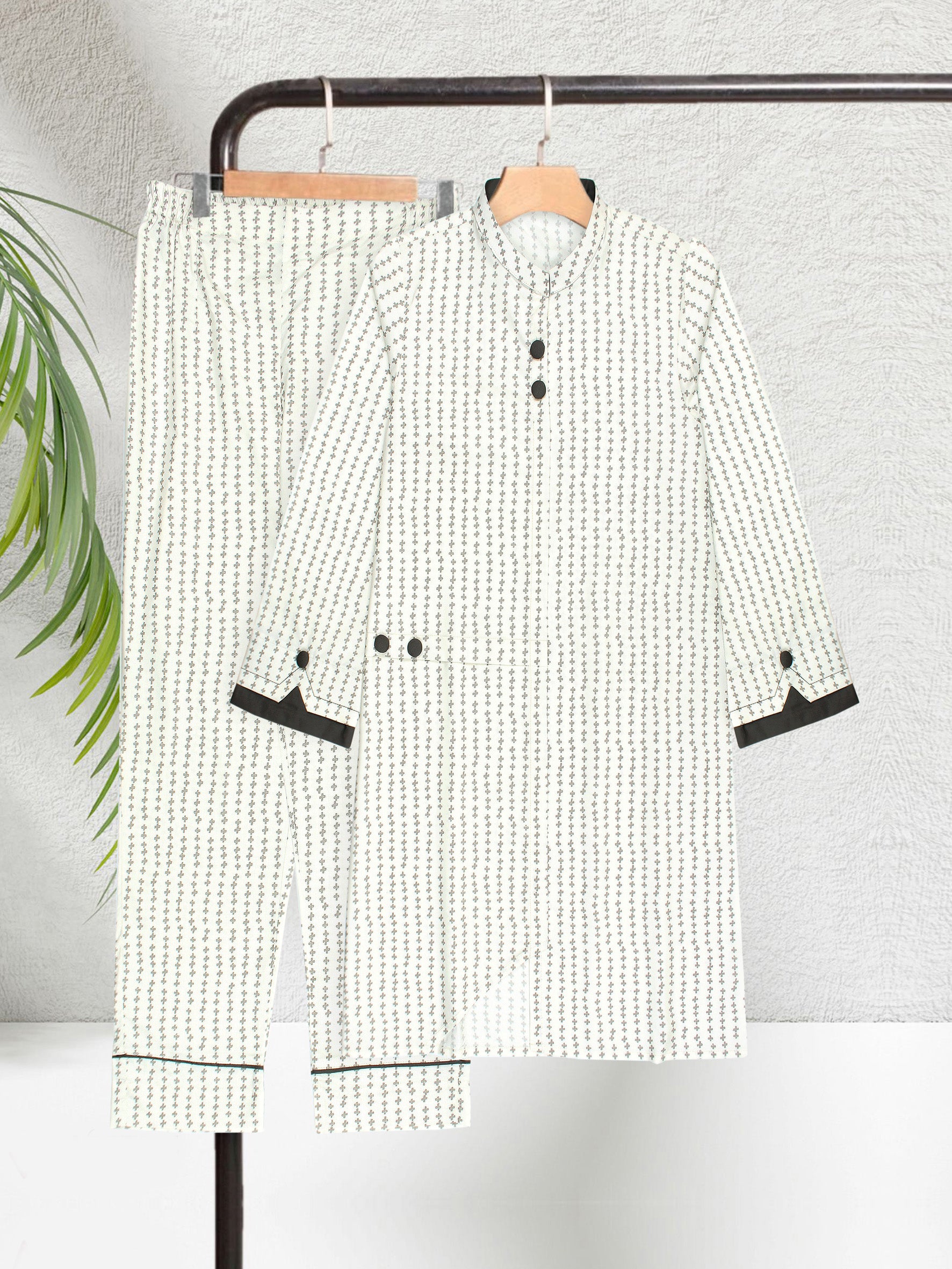 White Geom Women 2Pcs Stitched Suit (Winter) VW02-B