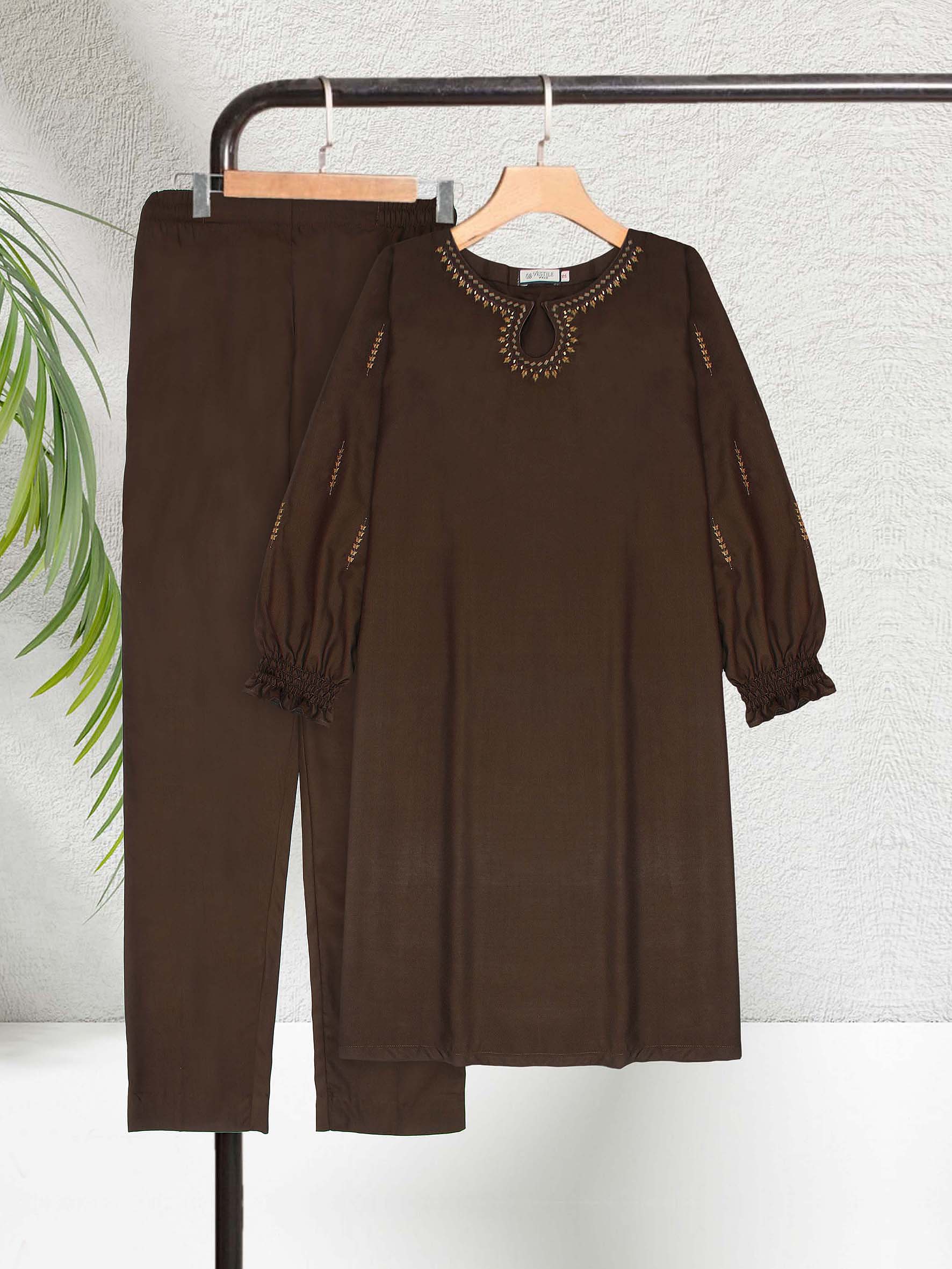 Brown Women CO-ORDS Set Stitched Suit (All Season) VW15-B