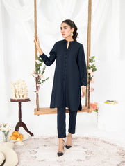 Navy Blue Women CO-ORDS Set  Stitched Suit (All Season) VW14-B