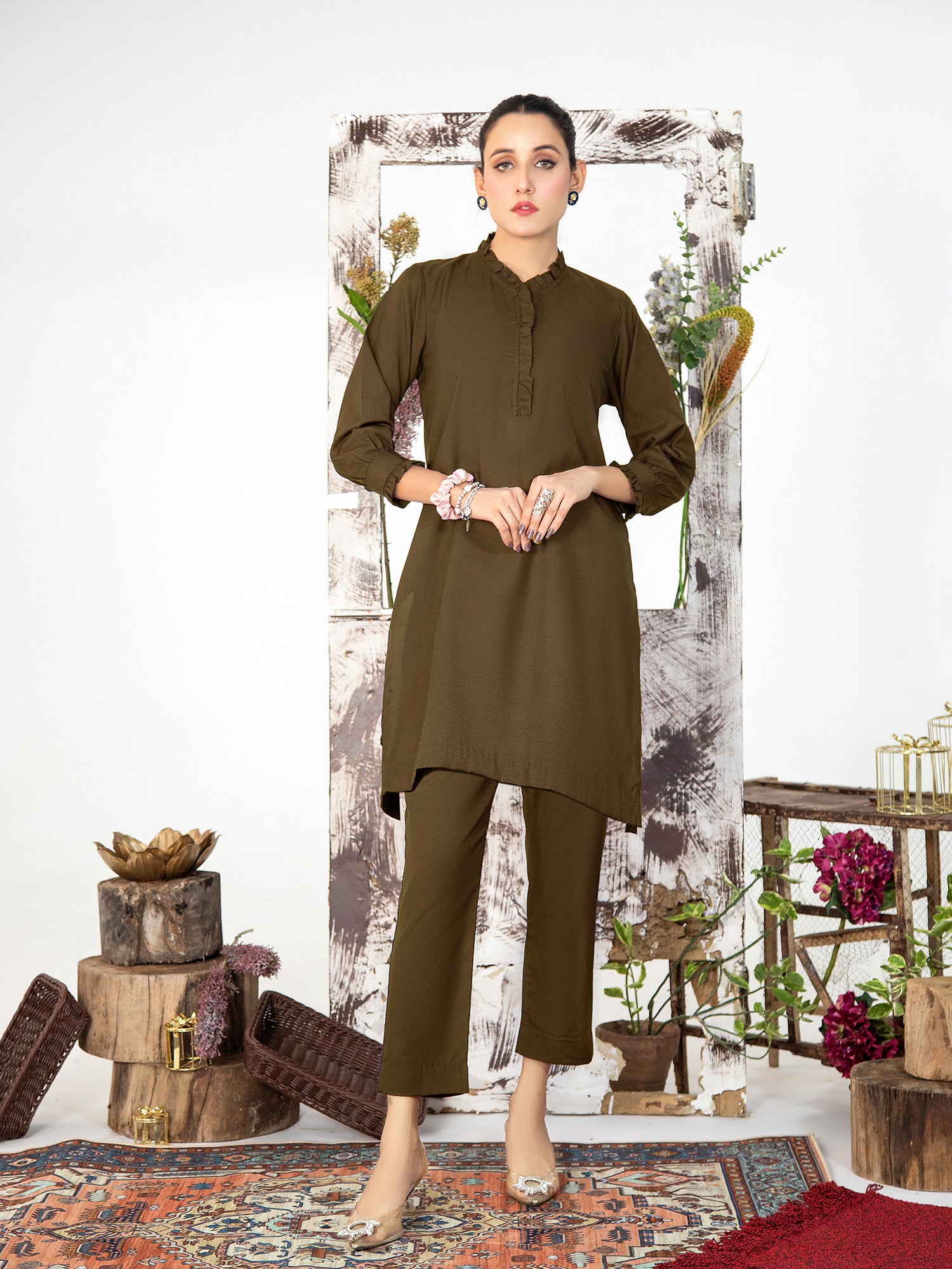 Brown Women 2Pcs Stitched Suit (Winter) VW01-A