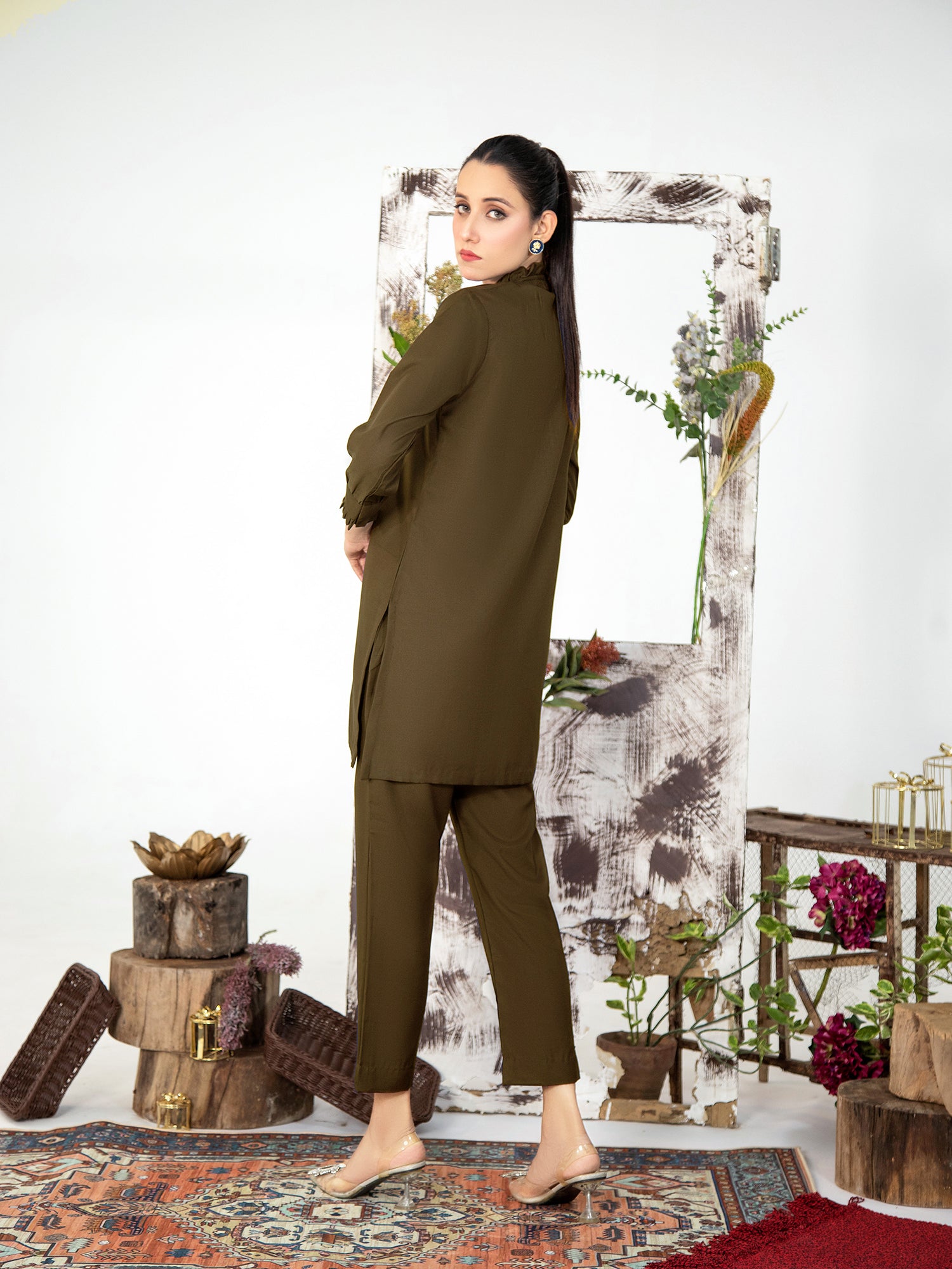 Brown Women CO-ORDS Set Stitched Suit VW01-A