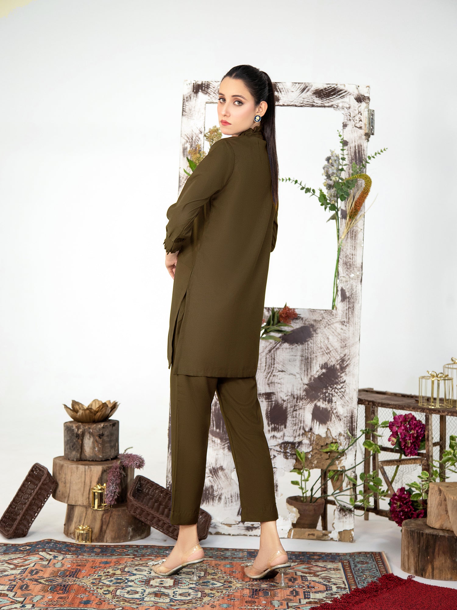 Brown Women 2Pcs Stitched Suit (Winter) VW01-A