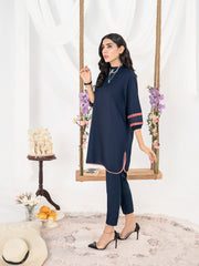 Navy Blue Women CO-ORDS Set Stitched Suit (All Season) VW13-B
