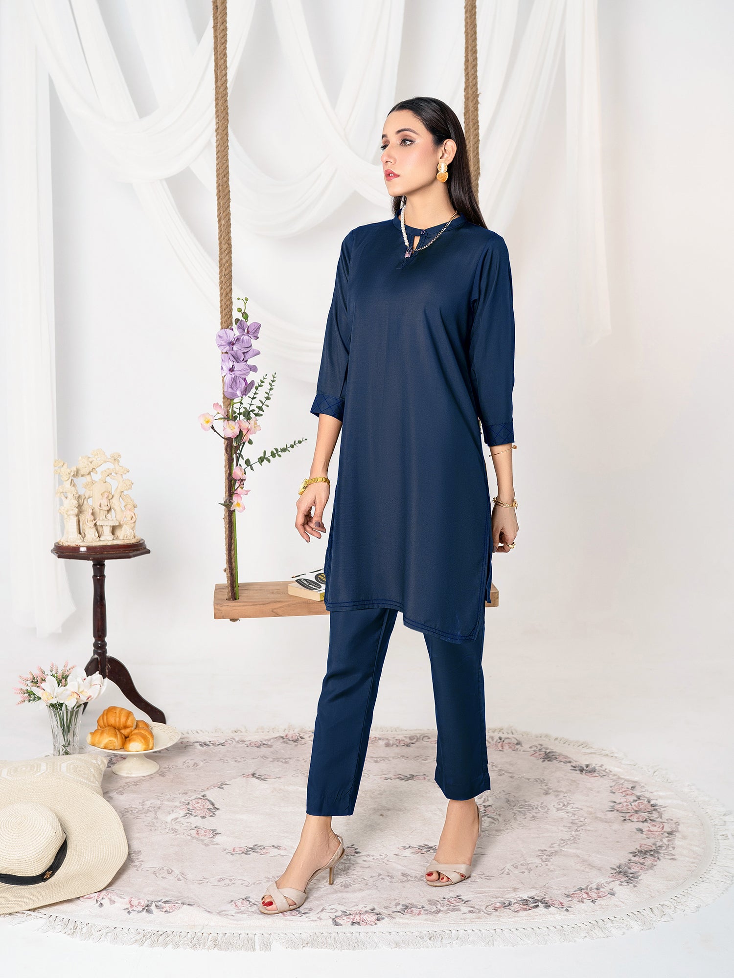 Blue Women CO-ORDS Set Stitched Suit (All Season) VW04-B