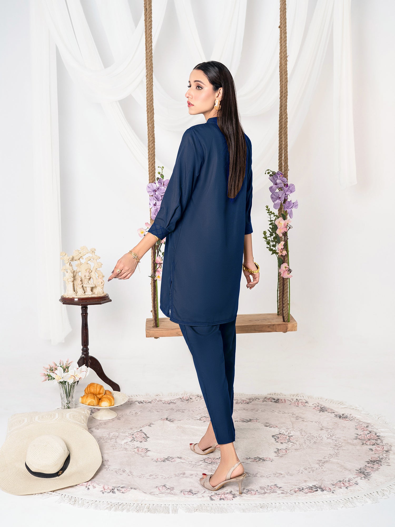 Blue Women CO-ORDS Set Stitched Suit (All Season) VW04-B