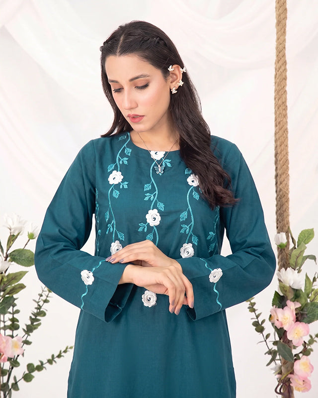 Aqua Green Women CO-ORDS Set Stitched Suit