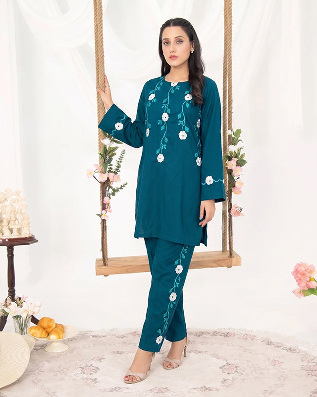 Aqua Green Women CO-ORDS Set Stitched Suit