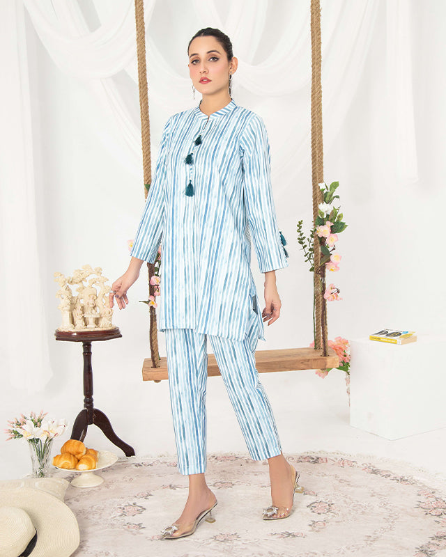 Aqua Strips Women CO-ORDS Set