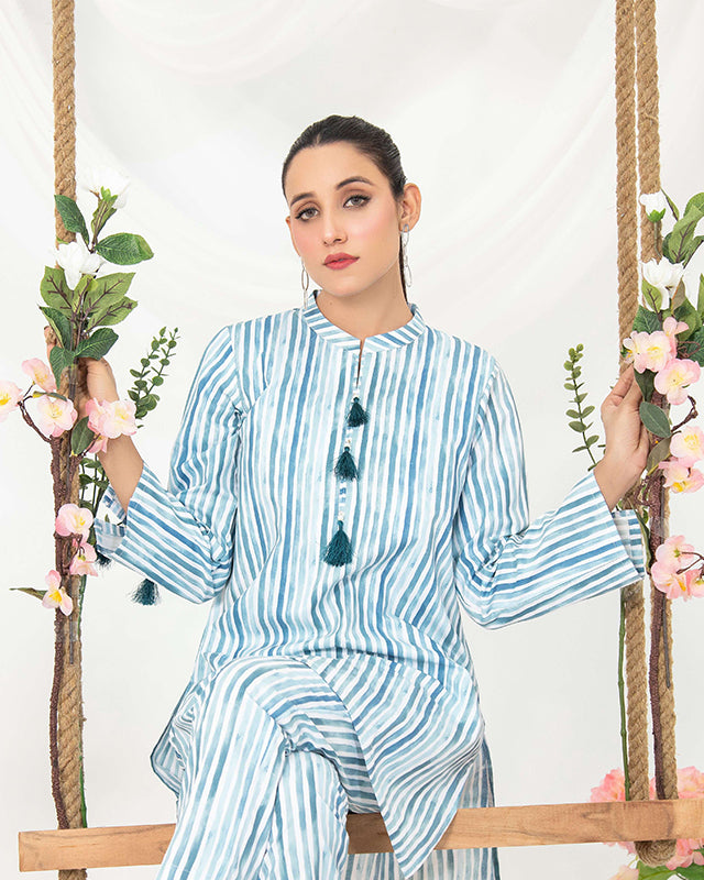 Aqua Strips Women CO-ORDS Set
