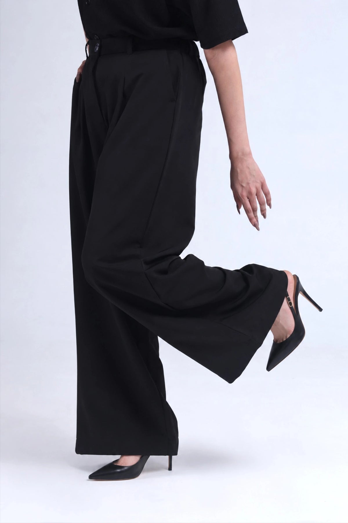 Midnight Black Wide-Leg Pants