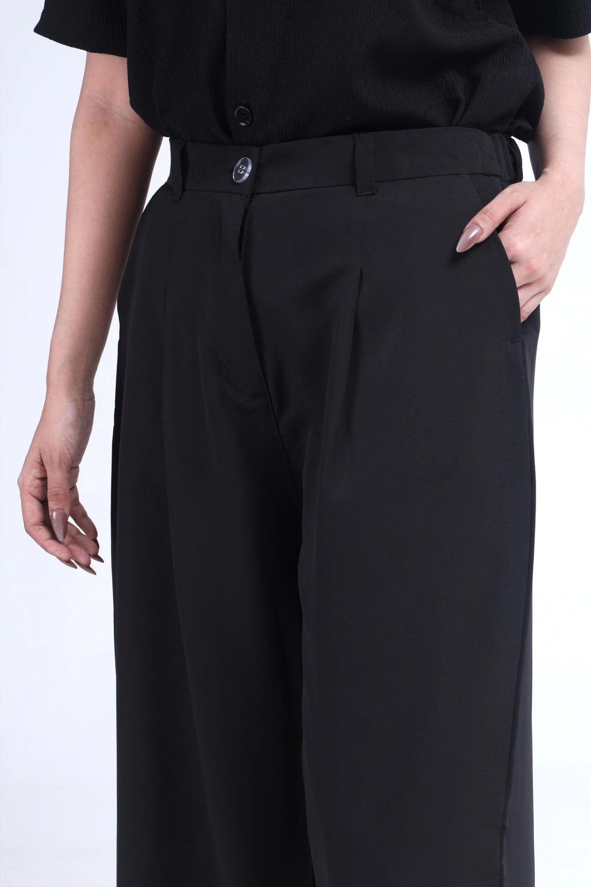 Midnight Black Wide-Leg Pants
