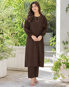 Brown Embroidered Co-ord Set
