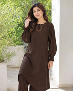 Brown Embroidered Co-ord Set