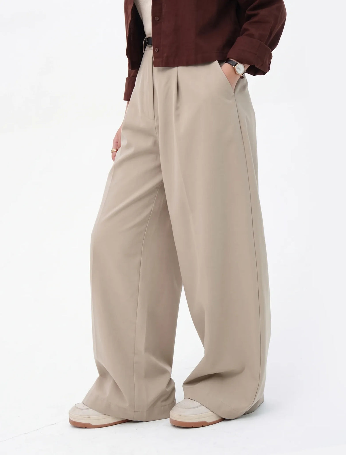 Ivory Wide-Leg Pants front view