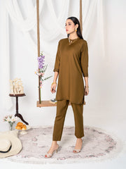 Deep Gold Women CO-ORDS Set Stitched Suit (All Season) VW04-A