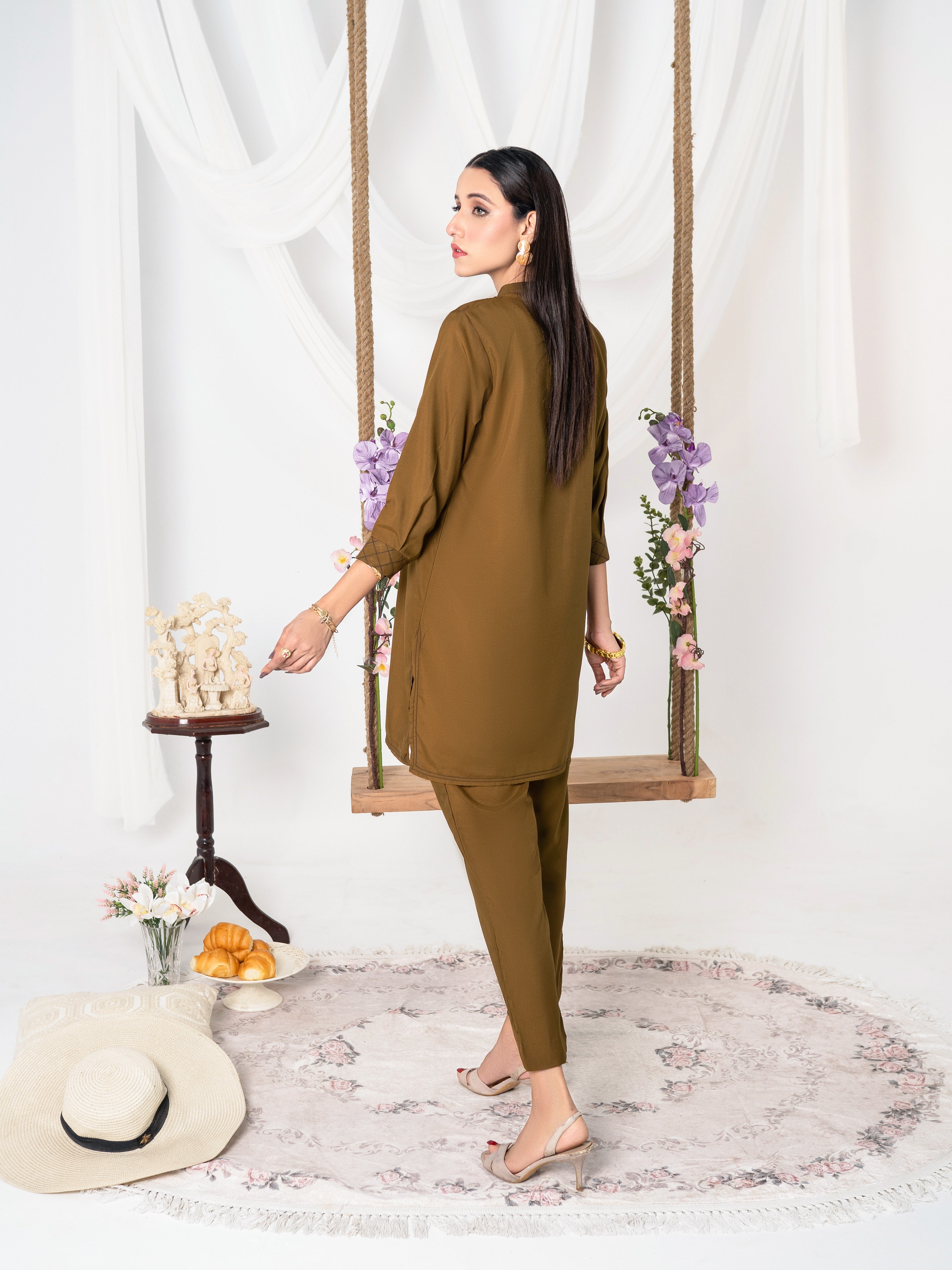 Deep Gold Women CO-ORDS Set Stitched Suit (All Season) VW04-A
