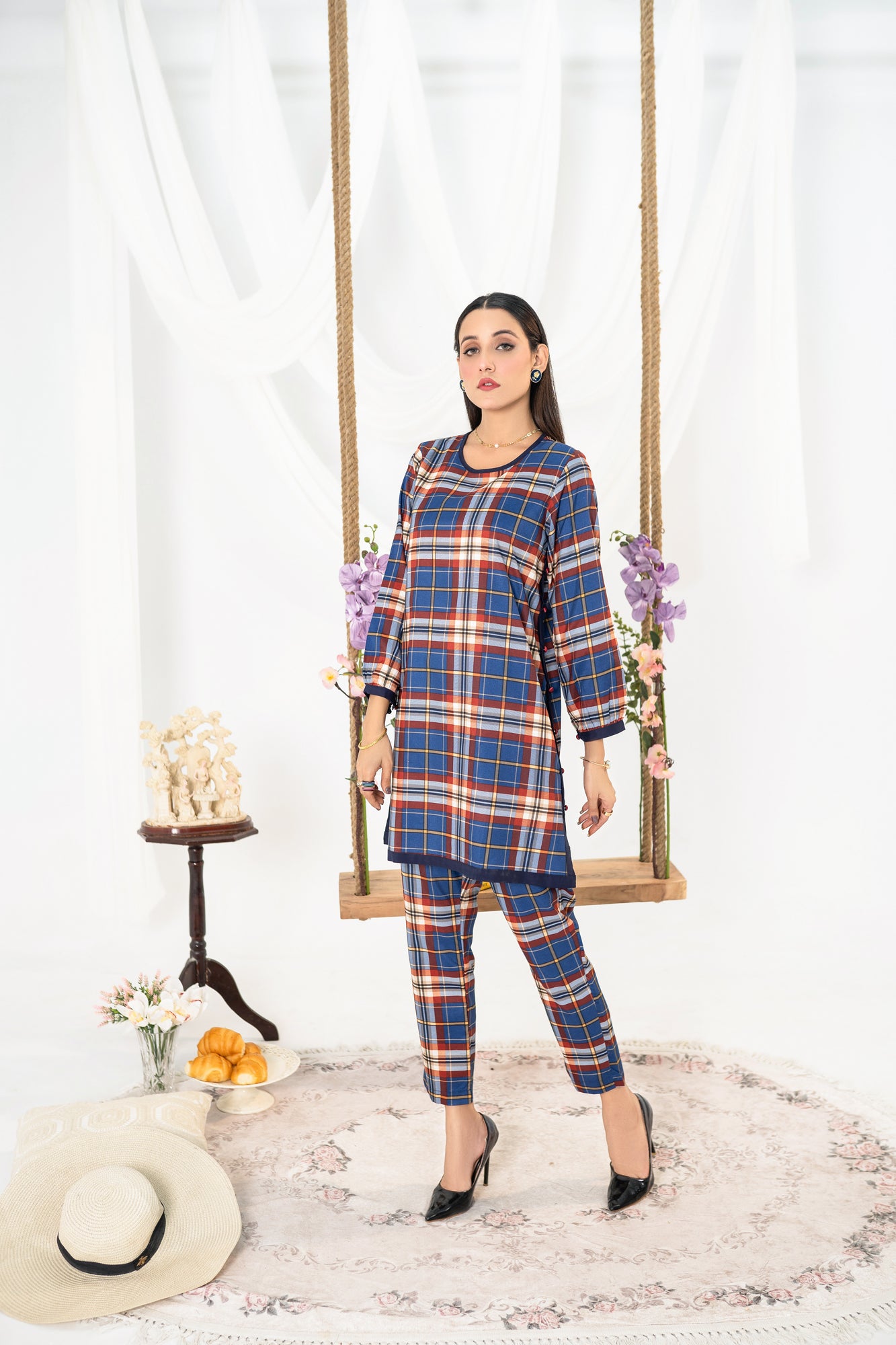 Check Pattern Women 2Pcs Stitched Suit (All Season) VW08