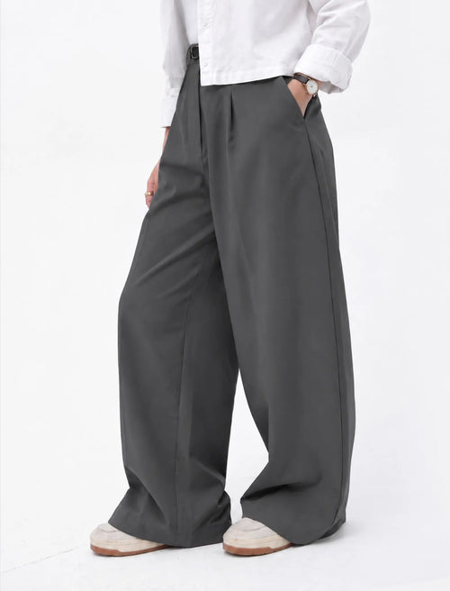 Ash Grey Wide-Leg Pants front view