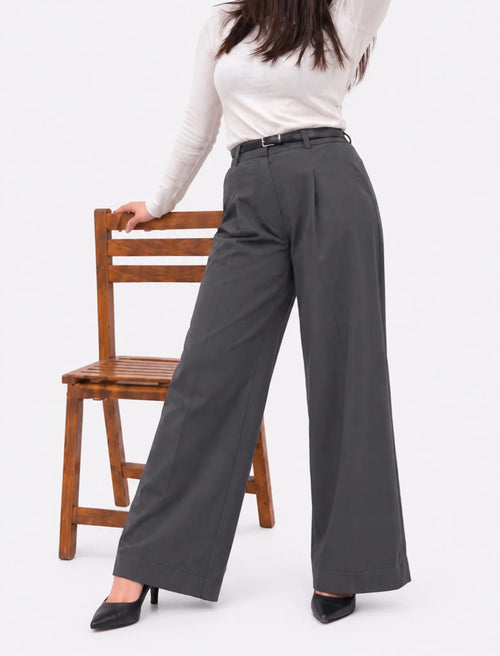 Ash Grey Wide-Leg Pants side view