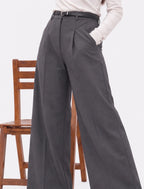 Ash Grey Wide-Leg Pants back view