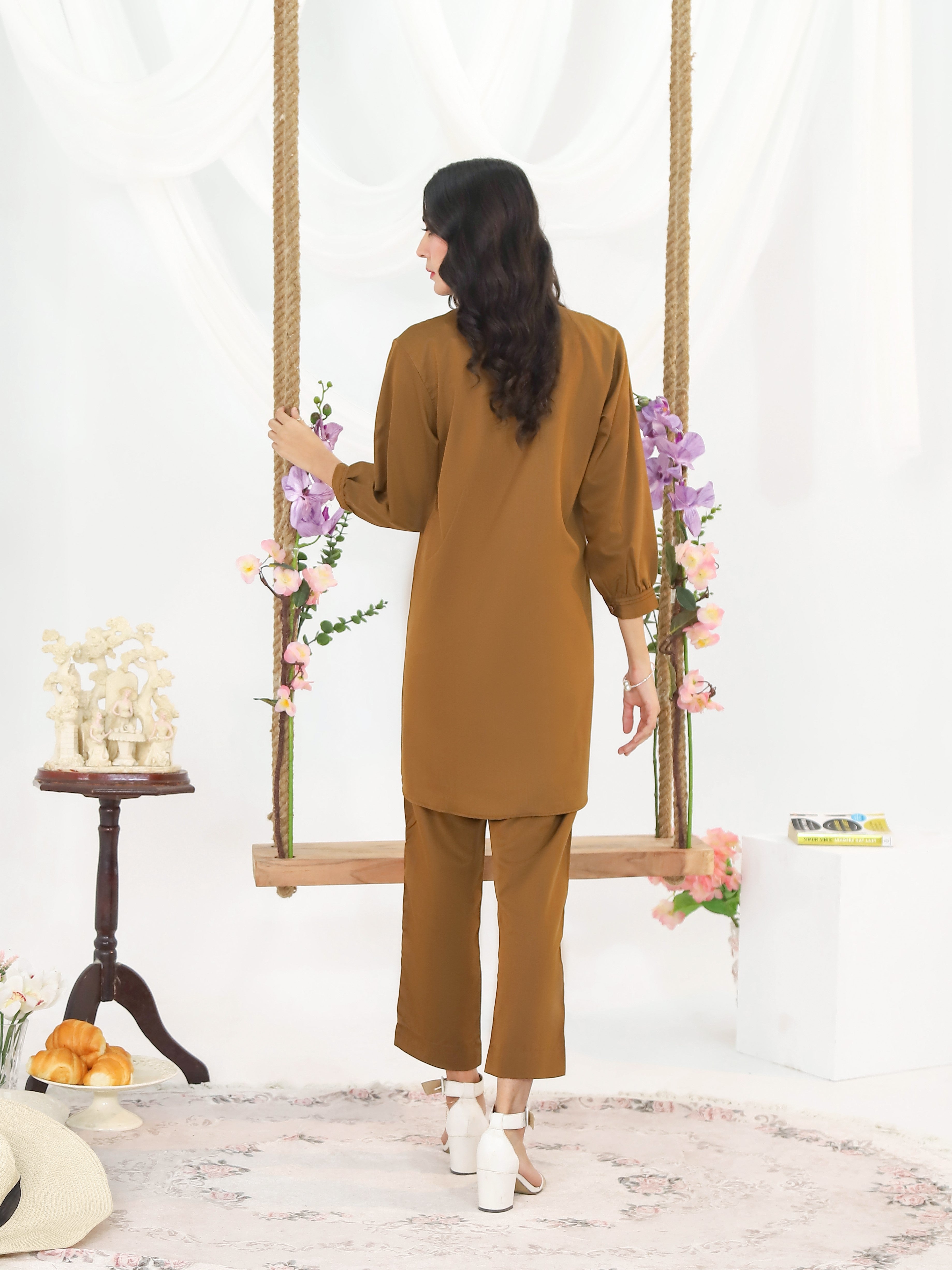 Gold Women CO-ORDS Set Stitched Suit  VW05-B