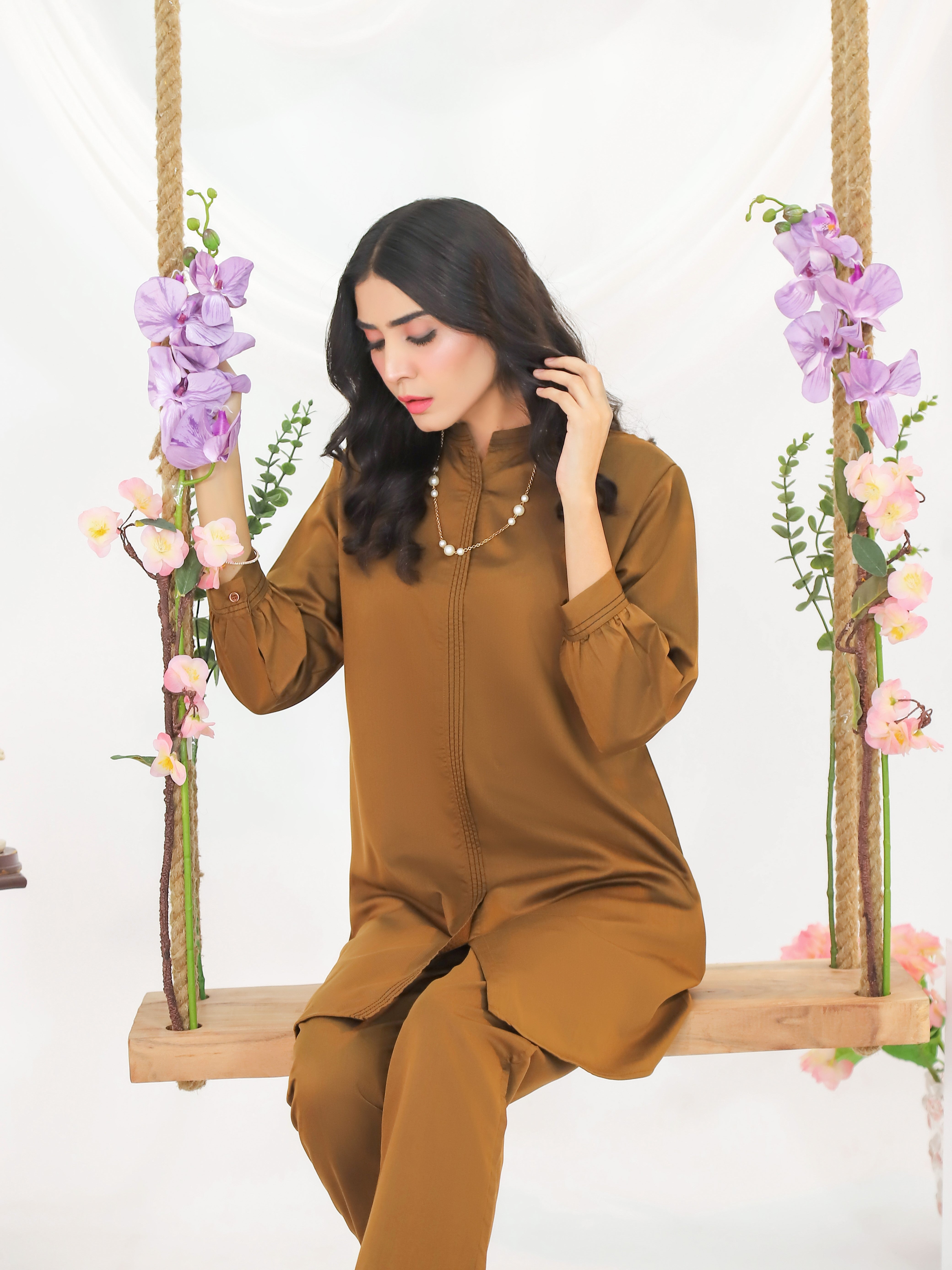 Gold Women CO-ORDS Set Stitched Suit  VW05-B