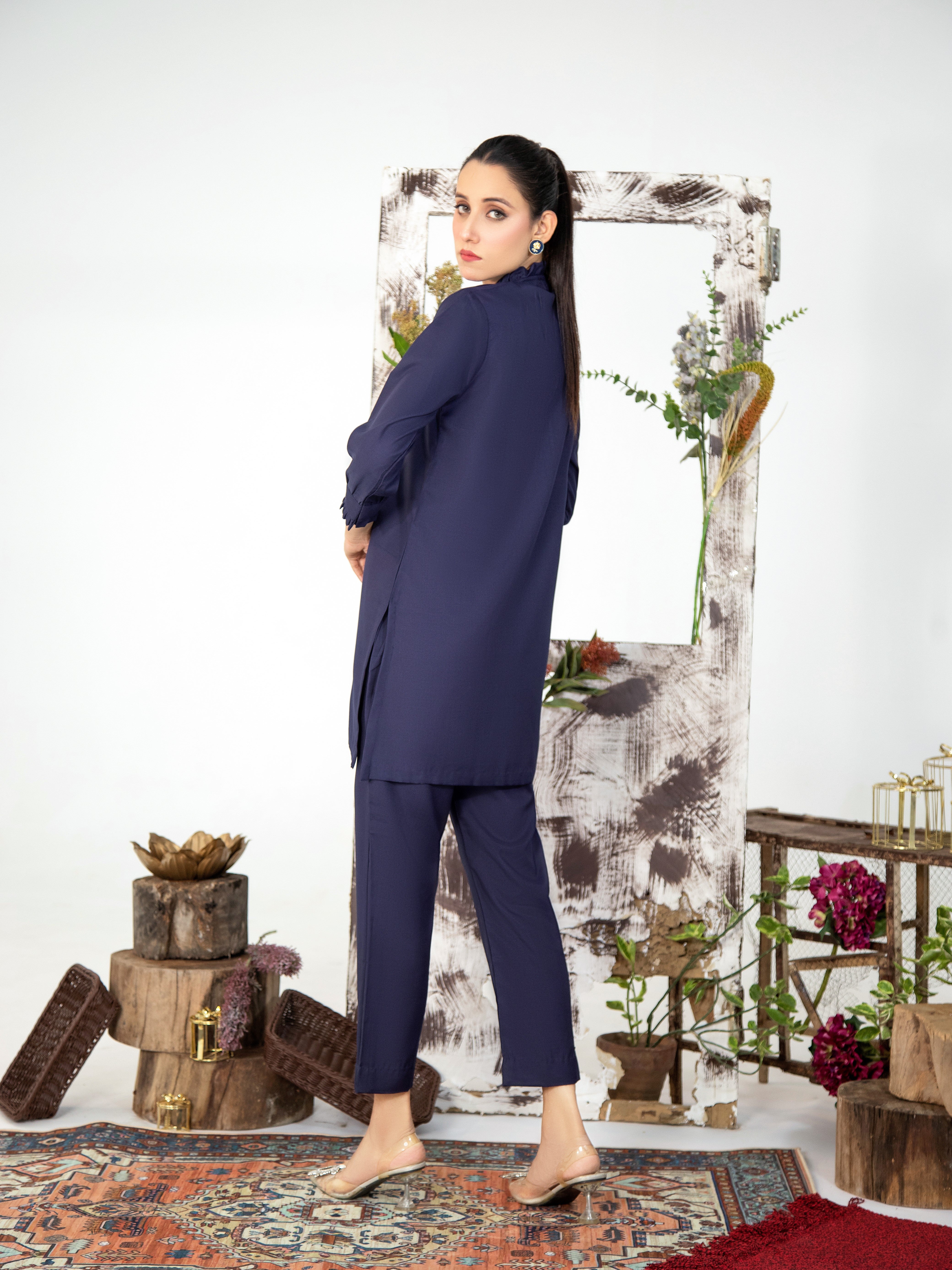 Navy Blue Women 2Pcs Stitched Suit (All Season) VW01-B