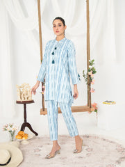 Aqua Strips Women CO-ORDS Set Stitched Suit VW07-B