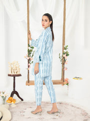 Aqua Strips Women CO-ORDS Set Stitched Suit VW07-B