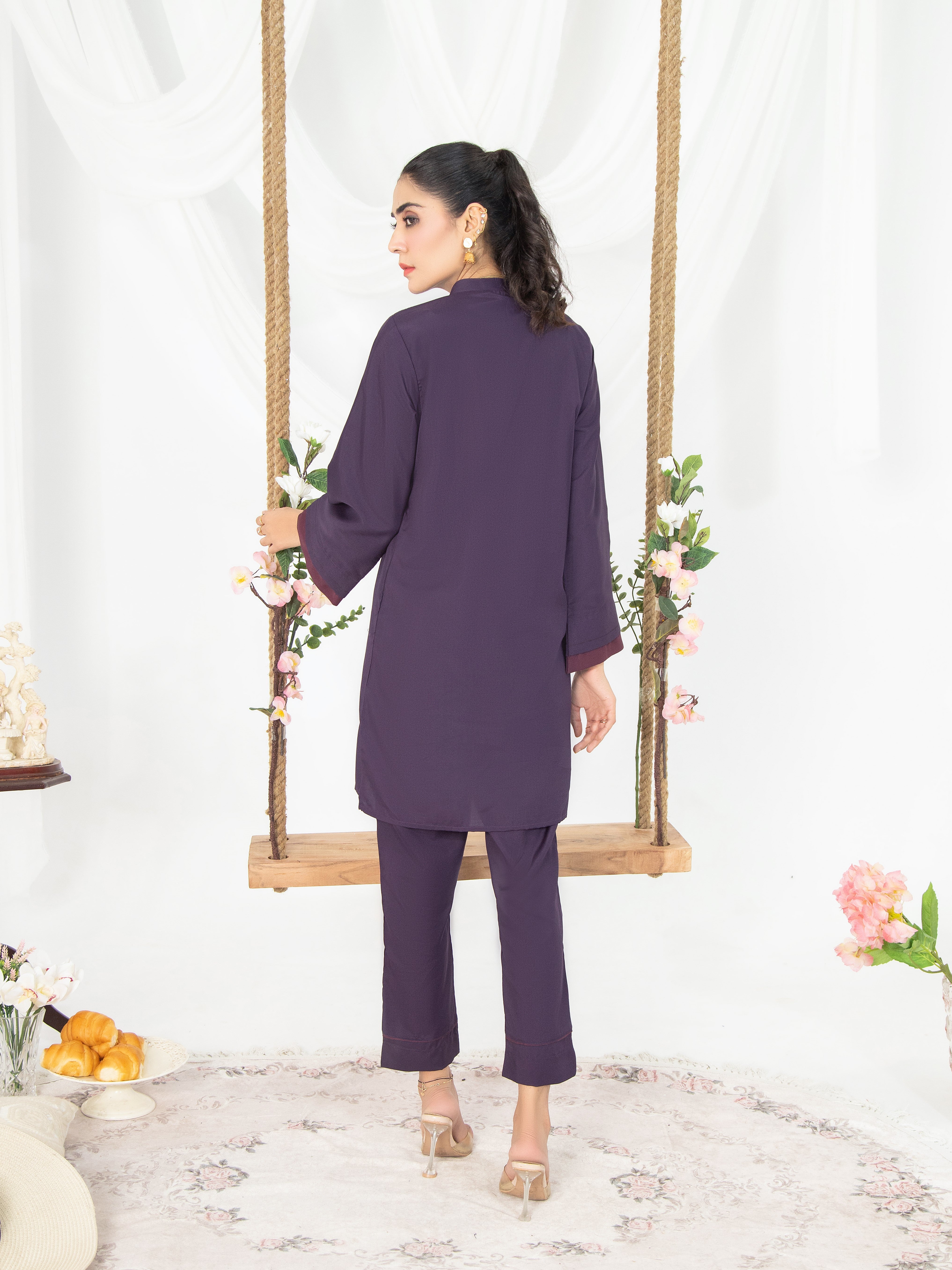 Purple Women CO-ORDS Set Stitched Suit (All Season) VW02-A