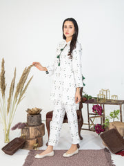 Butterfly Print Women CO-ORDS Set Stitched Suit VW07-A