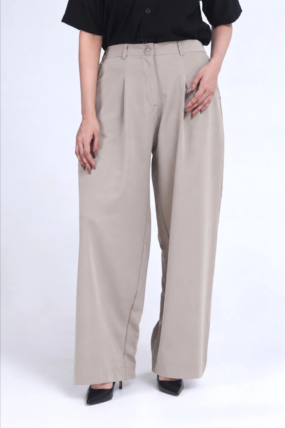 Ivory Wide-Leg Pants