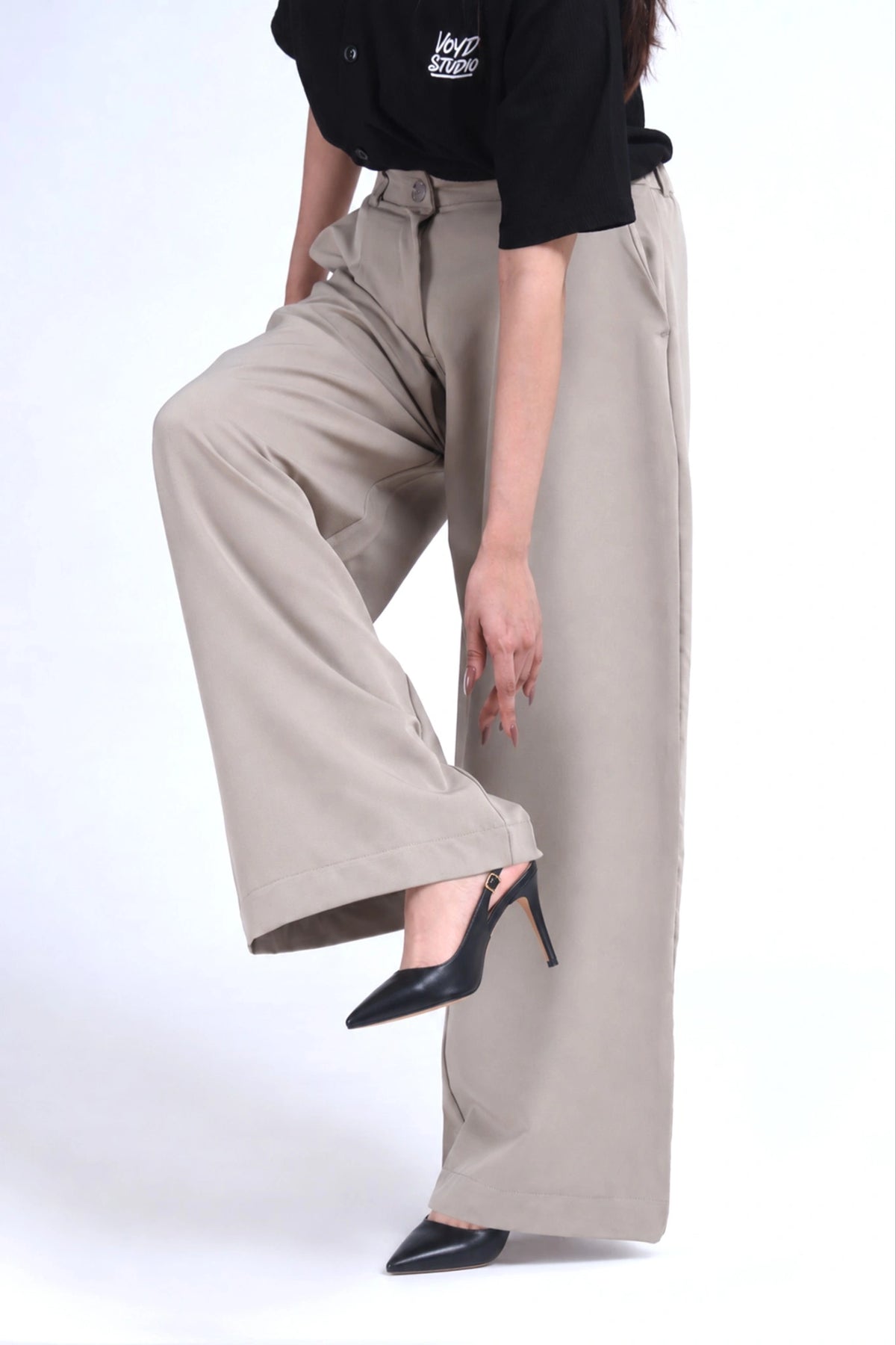 Ivory Wide-Leg Pants