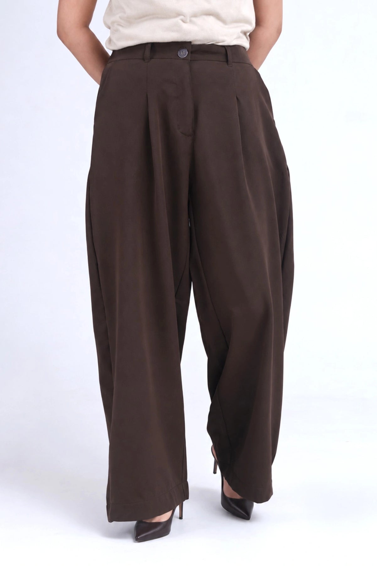 Mocha Brown Wide-Leg Pants