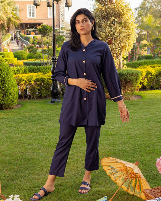 Navy Blue Women CO-ORDS Set (All Season)