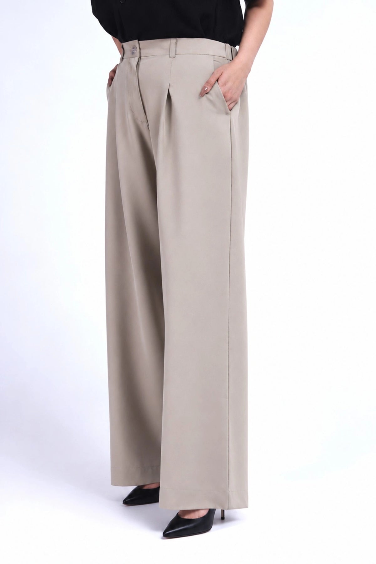 Ivory Wide-Leg Pants