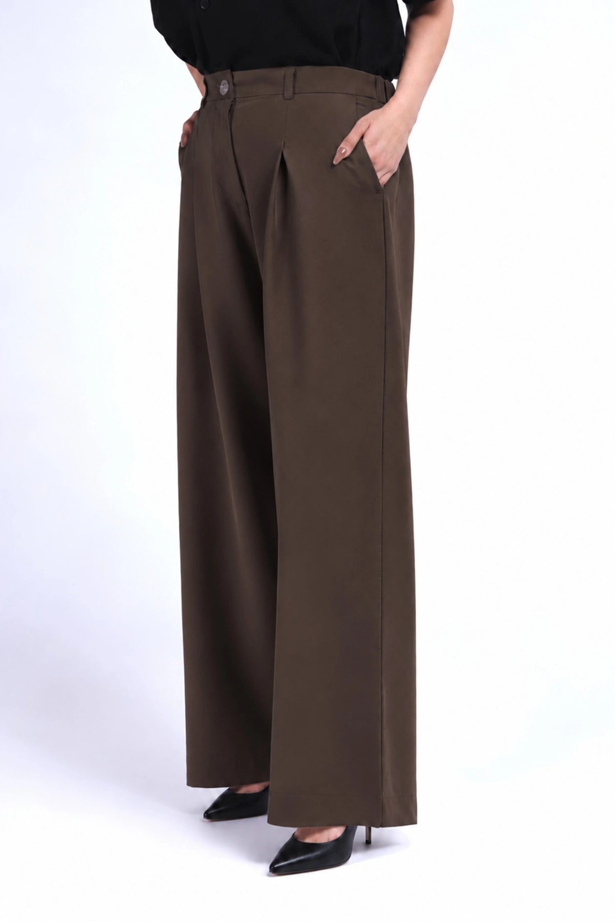 Mocha Brown Wide-Leg Pants