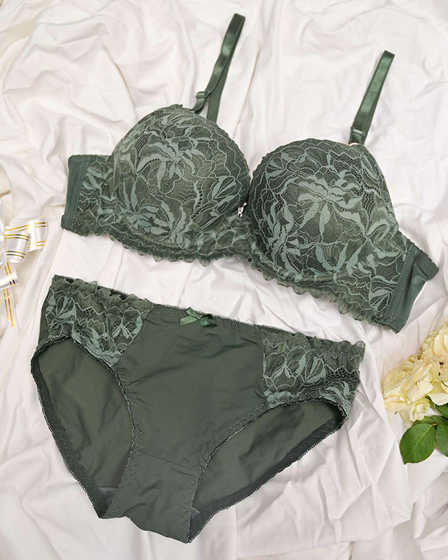 Bra & Brief Set - Olive Green