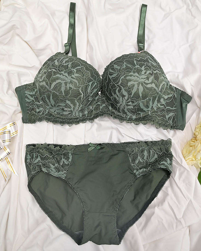 Bra & Brief Set - Olive Green