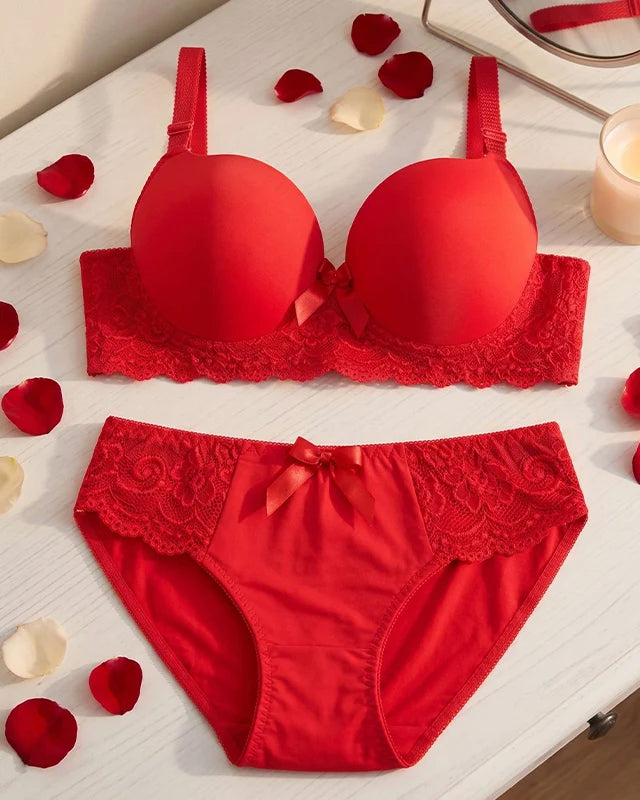 Bra & Brief Set - Red