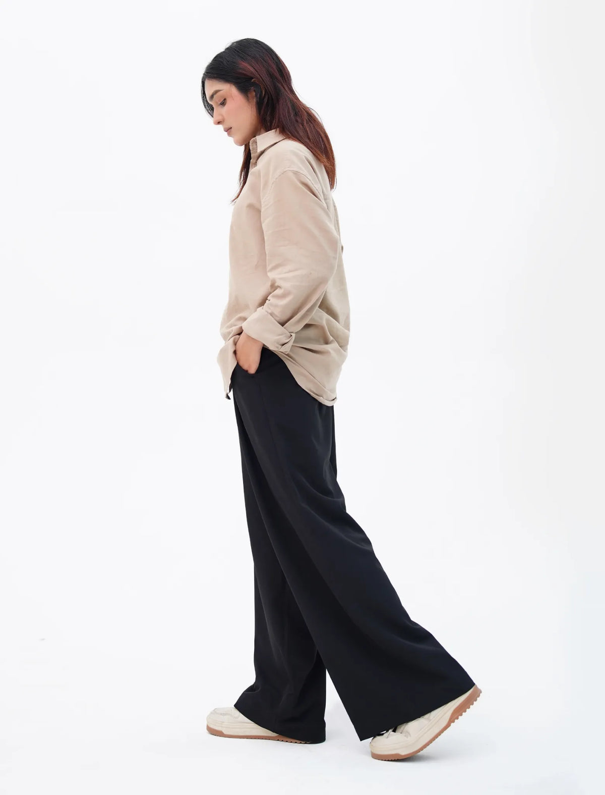 Midnight Black Wide-Leg Pants side view