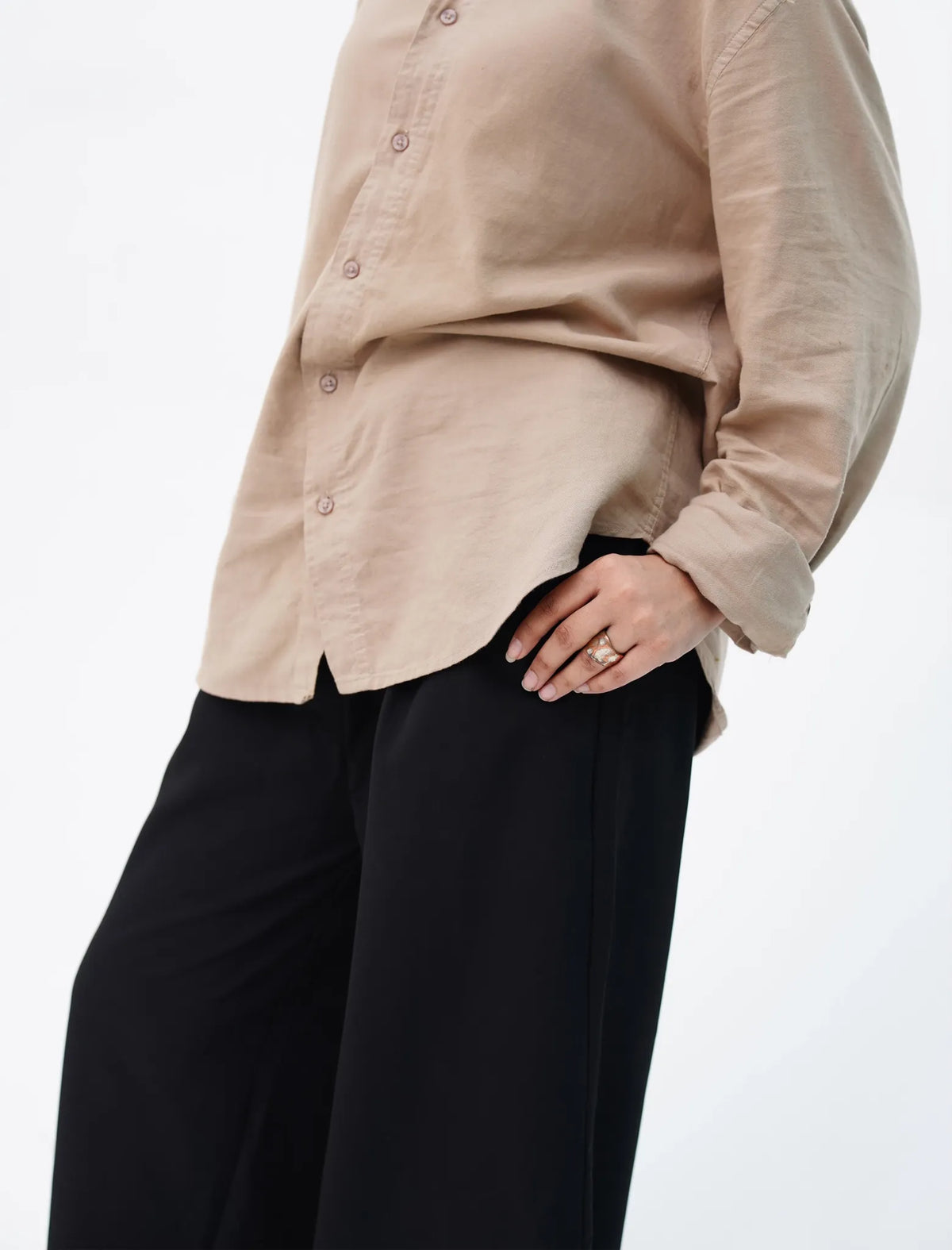 Midnight Black Wide-Leg Pants detail view