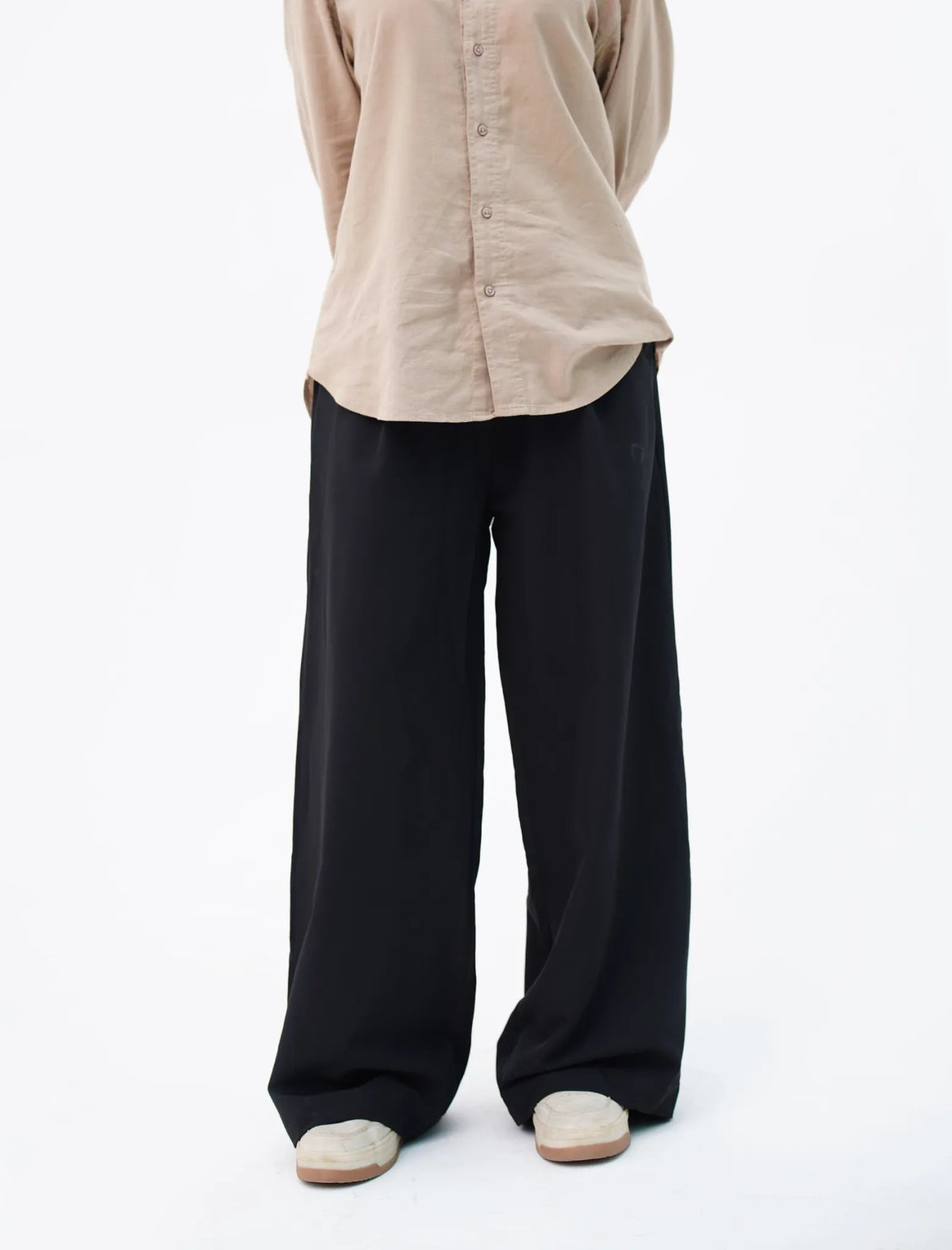 Midnight Black Wide-Leg Pants styled view