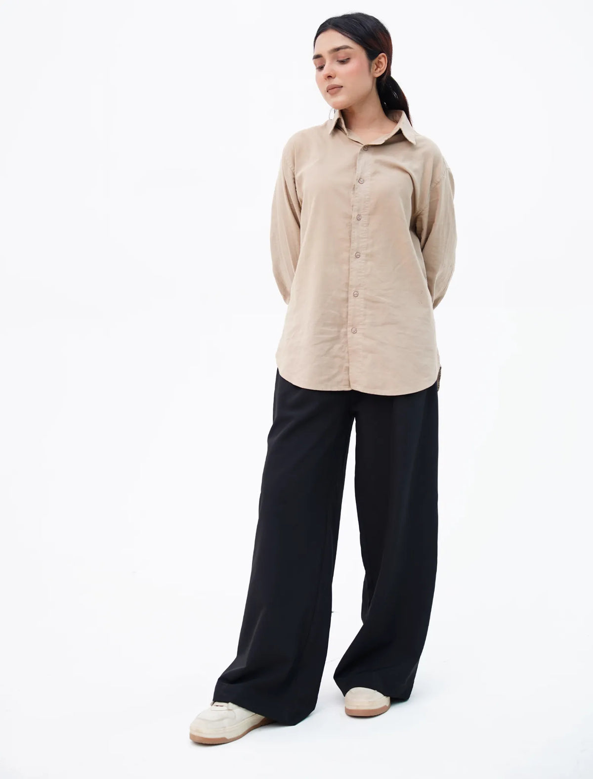 Midnight Black Wide-Leg Pants back view